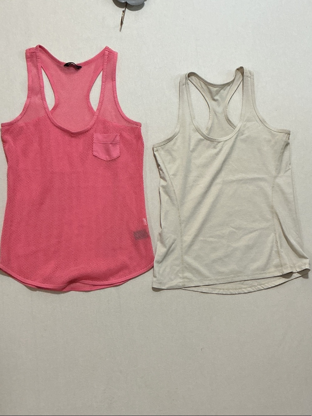 Moda Pink Mesh Racerback & Cream Cotton Racerback Tank Set